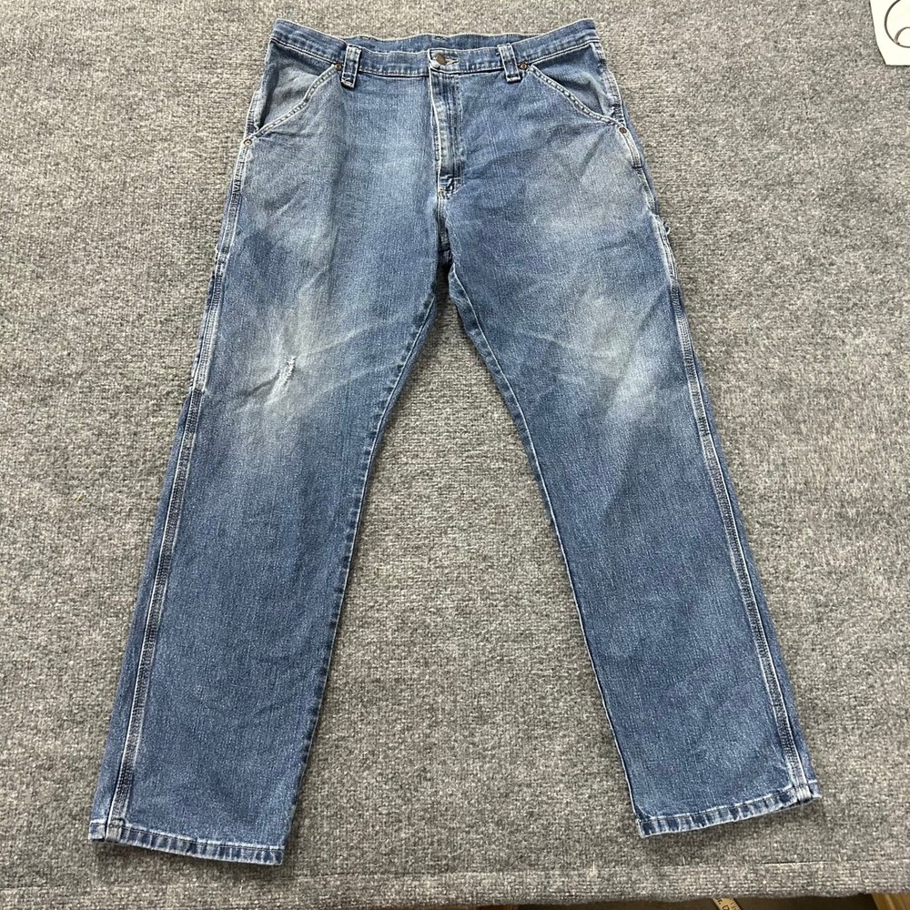 Wrangler Jeans Mens Size 36x32 Blue Carpenter Relaxed Fit Utility Workwear Denim